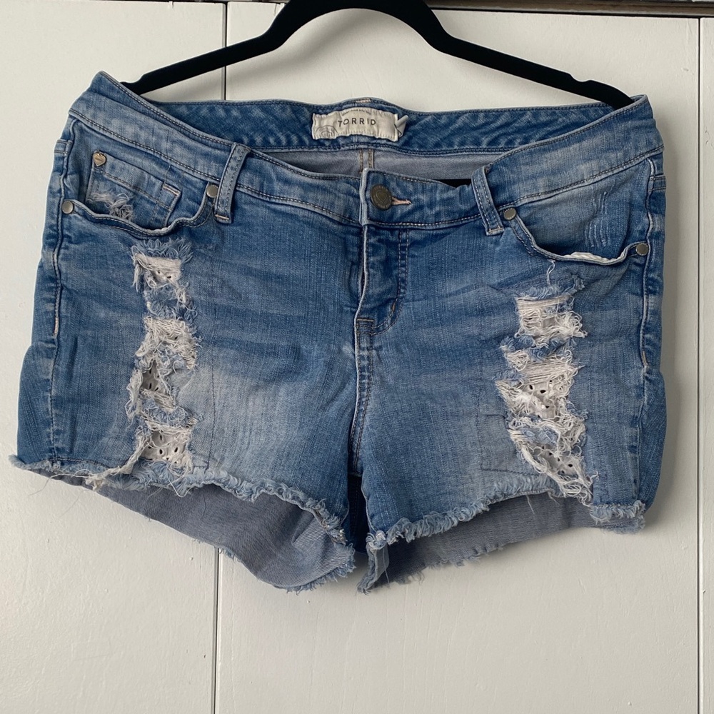 Torrid Distressed Blue Jean Shorts